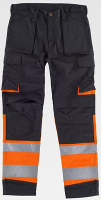 Pantalón multibolsillos homologado alta visibilidad negro/naranja A.V. - Foto 2
