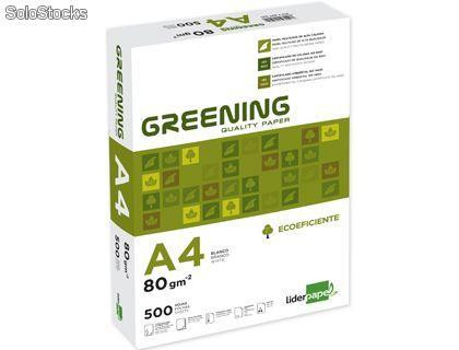 Papel Din A4, 80 gramos, Liderpapel New Greening, paquete de 500 hojas,  folios económicos