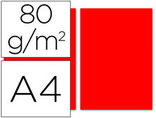 Papel color liderpapel A4 80G/M2 rojo paquete de 100