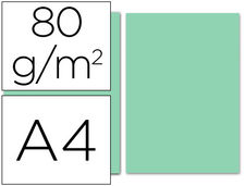 Papel color liderpapel A4 80G/M2 verde paquete de 100