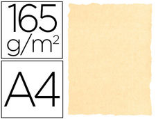 Papel color liderpapel pergamino con bordes A4 165G/M2 crema pack de 25 hojas