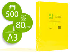 Papel color q-connect din A3 80 gr amarillo intenso paquetede 500 hojas