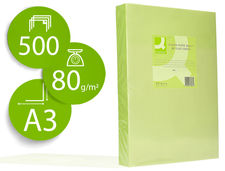 Papel color q-connect din A3 80GR verde neon paquete de 500 hojas