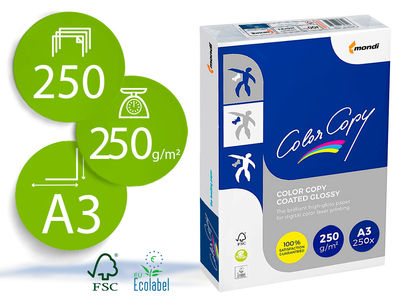 Papel fotocopiadora color copy glossy din A3 250 gramos paquete de 125 hojas