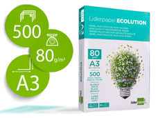 Papel fotocopiadora liderpapel ecolution din A3 80 gramos paquete de 500 hojas