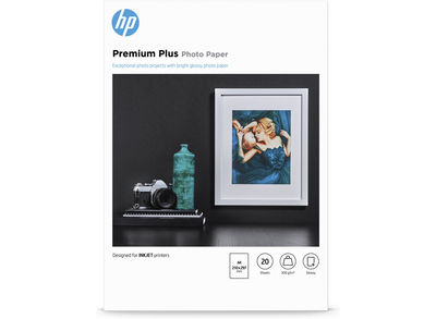 Papel fotográfico brillante HP Premium Plus - 20 hojas/A4/210 x 297 mm