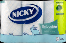Papel higienico nicky 12 rollos 3 capas seleccion talco c/8