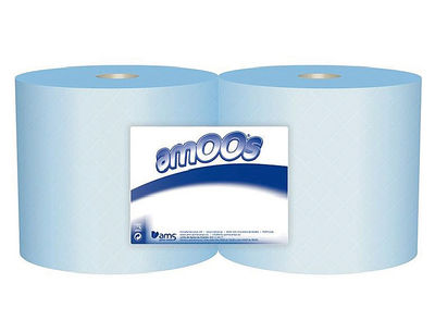 Papel secamanos industrial amoos 2 capas 235 mm x 300 mt color azul paquete de 2 - Foto 2