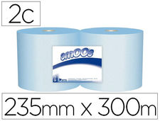 Papel secamanos industrial amoos 2 capas 235 mm x 300 mt color azul paquete de 2
