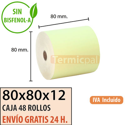 Papel Térmico 80x80 Amarillo (48 rollos)