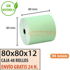 Papel Térmico 80x80 Verde (48 rollos)