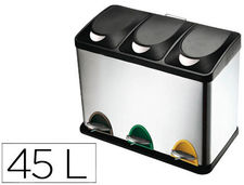 Papelera contenedor q-connect metalica con tapadera de plastico y pedal 3
