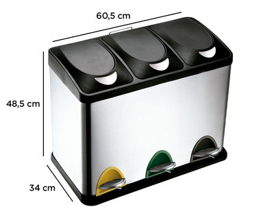 Papelera contenedor q-connect metalica con tapadera de plastico y pedal 3 - Foto 2
