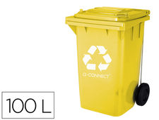 Papelera contenedor q-connect plastico amarillo para plasticos y envases