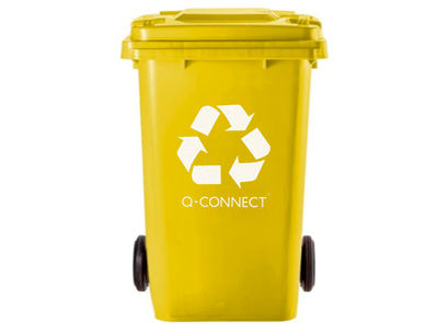 Papelera contenedor q-connect plastico amarillo para plasticos y envases - Foto 3