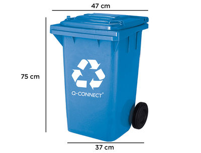 Papelera contenedor q-connect plastico azul para papel y carton 100l con tapa y - Foto 2