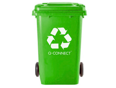 Papelera contenedor q-connect plastico verde para envases de vidrio 100l con - Foto 3