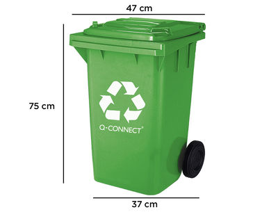 Papelera contenedor q-connect plastico verde para envases de vidrio 100l con - Foto 2