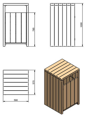Papelera de madera cuadrada - Foto 3