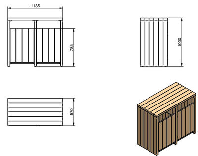 Papelera de madera rectangular doble - Foto 3