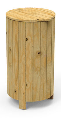 Papelera de exterior fabricada en madera tropical