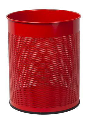 Papelera de oficina metálica perforada 15 Litros 32 x 26 cm color roja -