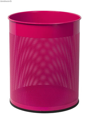Papelera de oficina metálica perforada 15 Litros 32 x 26 cm color rosa -