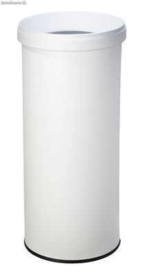 Papelera de reciclaje metálica con tapa 35 Litros. Tapa Blanca - Sistemas David