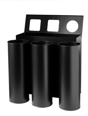 Papelera de reciclaje negra para 3 residuos (Gris / Amarillo / Azul) - Sistemas - Foto 2
