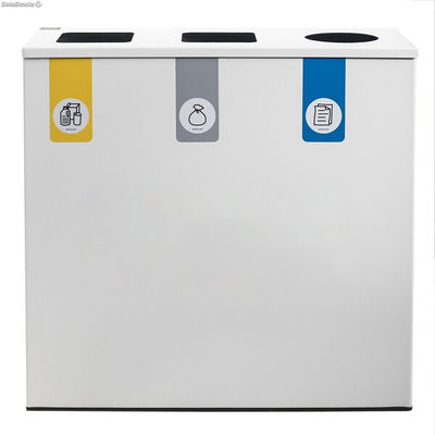 Papelera de reciclaje para 3 residuos (Amarillo / Gris / Azul) - Sistemas David