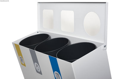Papelera de reciclaje para 3 residuos (Amarillo / Gris / Azul) - Sistemas David - Foto 3