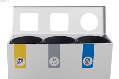 Papelera de reciclaje para 3 residuos (Amarillo / Gris / Azul) - Sistemas David - Foto 4