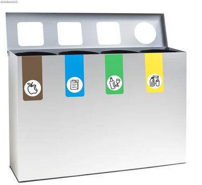 Papelera de reciclaje para 4 residuos. Color Blanco - Sistemas David - Foto 2