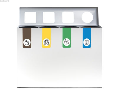 Papelera de reciclaje para 4 residuos. Color Blanco - Sistemas David - Foto 3