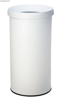 Papelera metálica 25 Litros con tapa 50,5 x 26 cm (Blanca) - Sistemas David