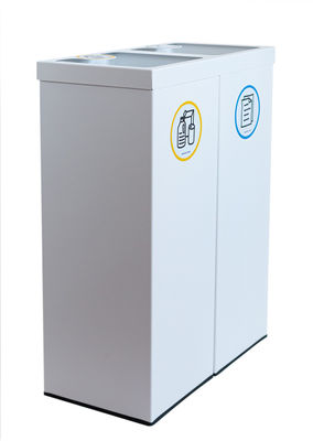 Papelera metálica blanca de reciclaje 2 residuos. Capacidad 88 litros (Amarillo - Foto 2