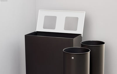 Papelera metálica de reciclaje 2 residuos. 70 Litros (Azul y Marrón) - Sistemas - Foto 2