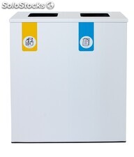 Papelera metálica de reciclaje 2 residuos (Amarillo / Azul) - Sistemas David