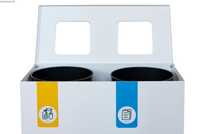 Papelera metálica de reciclaje 2 residuos (Amarillo / Azul) - Sistemas David - Foto 2
