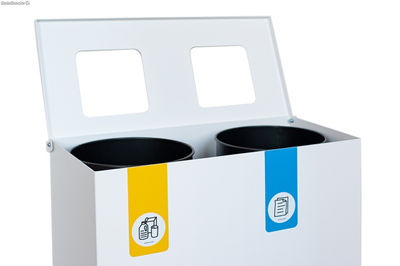 Papelera metálica de reciclaje 2 residuos (Amarillo / Azul) - Sistemas David - Foto 3