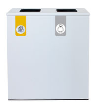 Papelera metálica de reciclaje 2 residuos (Amarillo / Gris) - Sistemas David