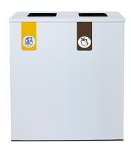 Papelera metálica de reciclaje 2 residuos (Amarillo / Marrón) - Sistemas David