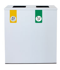 Papelera metálica de reciclaje 2 residuos (Amarillo / Verde) - Sistemas David