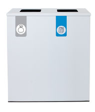 Papelera metálica de reciclaje 2 residuos (Gris / Azul) - Sistemas David