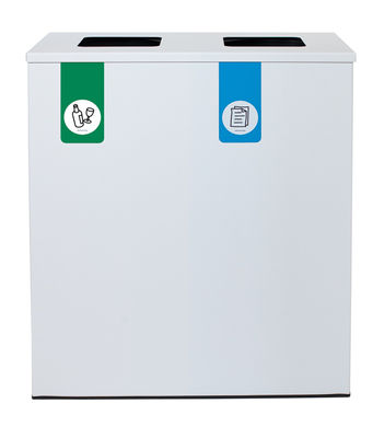Papelera metálica de reciclaje 2 residuos (Verde / Azul) - Sistemas David