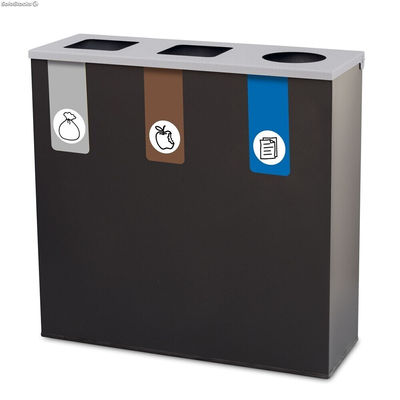 Papelera metálica de reciclaje 3 residuos (78 Litros - Modelo ECO3) - Sistemas