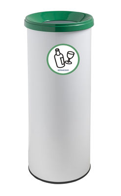 Papelera metálica de reciclaje blanca con tapa. Capacidad 35 litros (5 colores) - Foto 5