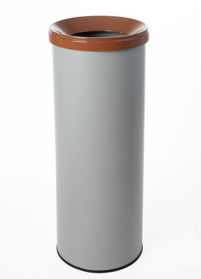 Papelera metálica de reciclaje gris con tapa. 35 litros. Sin adhesivo (5 - Foto 4
