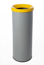 Papelera metálica de reciclaje gris con tapa. 35 litros. Sin adhesivo (5