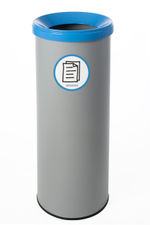 Papelera metálica de reciclaje gris con tapa. Capacidad 35 litros (5 colores) -